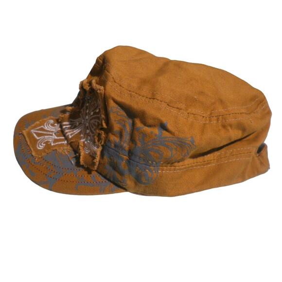 3 Cross Motif Painter Distressed Hats / Caps, Blue, Gray, Tan, Adjustable Buckle - Picture 3 of 7
